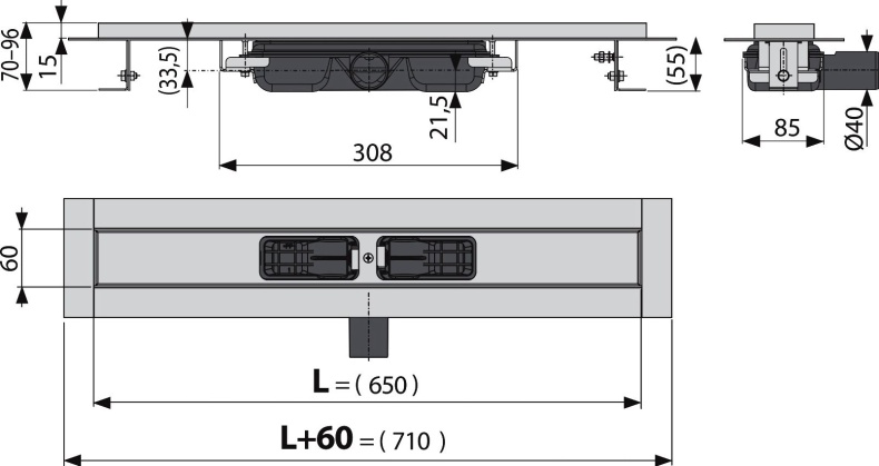 Душевой лоток AlcaPlast APZ101 650 с опорами APZ101-650 - 6