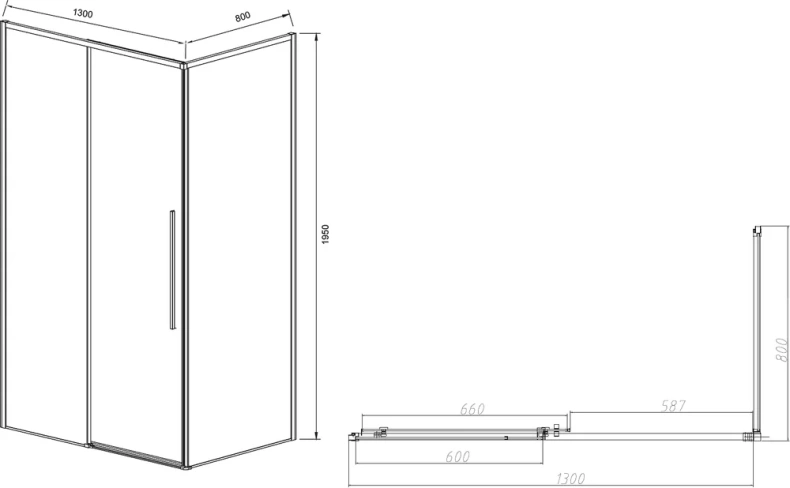 Душевой уголок Vincea Slim-N 130х80 профиль черный стекло прозрачное VSR-4SN8013CLB - 5