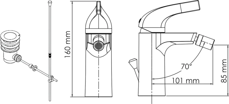 Смеситель для биде Wasserkraft Sauer золото 7106 - 1