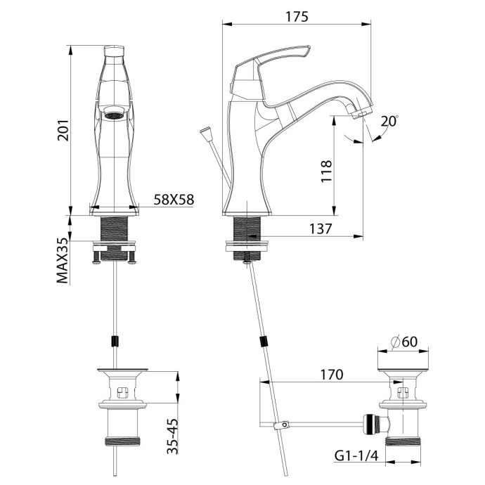 Смеситель Lemark Nubira для раковины LM6206ORB - 1