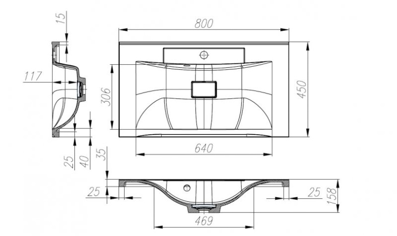 Тумба под раковину Belbagno Marino 80 темное дерево MARINO-800-2C-SO-RCA-P - 22