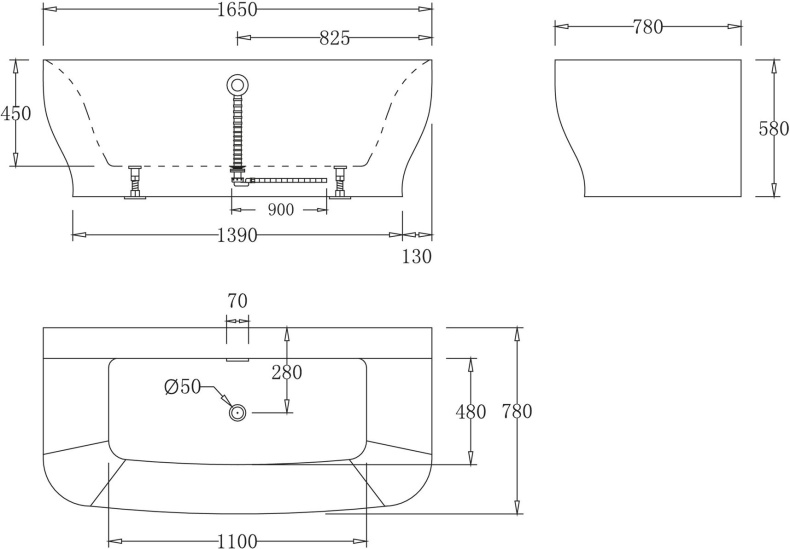 Акриловая ванна BelBagno BB74-1650 - 2