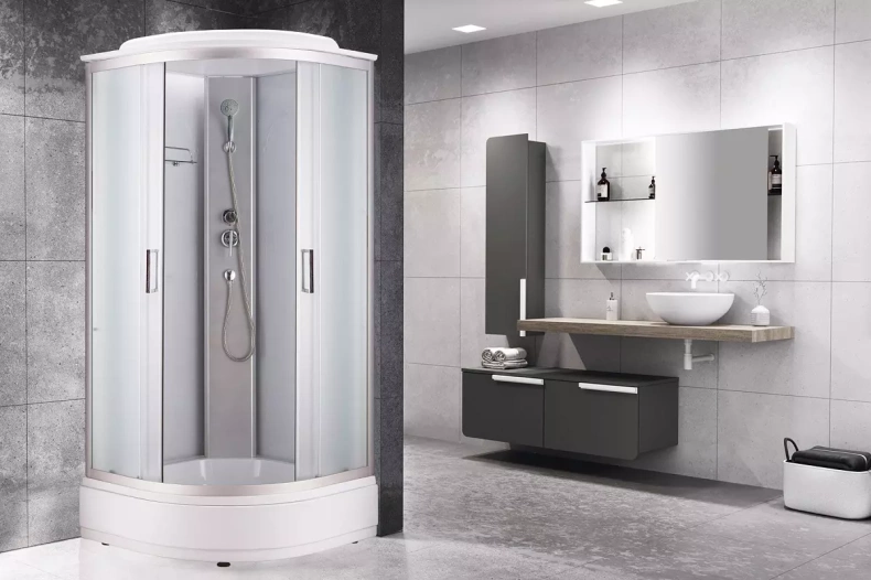 Душевая кабина Royal Bath 80х80 профиль сатин стекло матовое  RB-EKO80CK-WM - 1