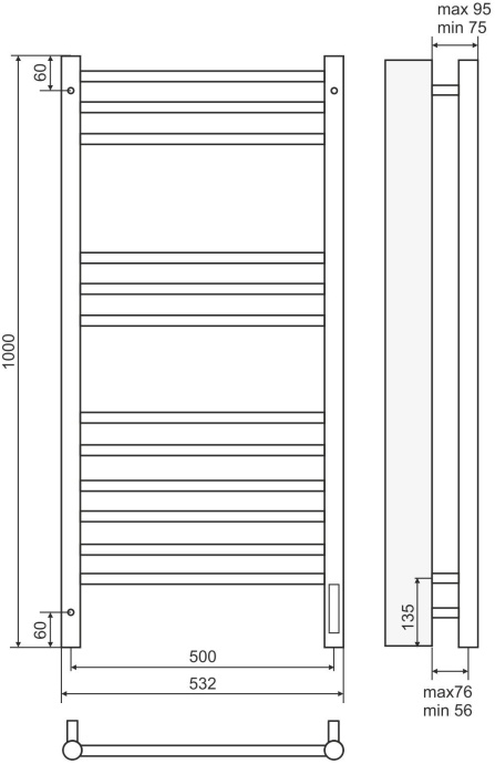 Электрический полотенцесушитель Terminus Аврора П12 500x1000 Хром 4670078527226 - 2