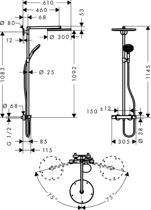 Душевая стойка Hansgrohe Raindance Select S 300 27114000 Showerpipe - 8