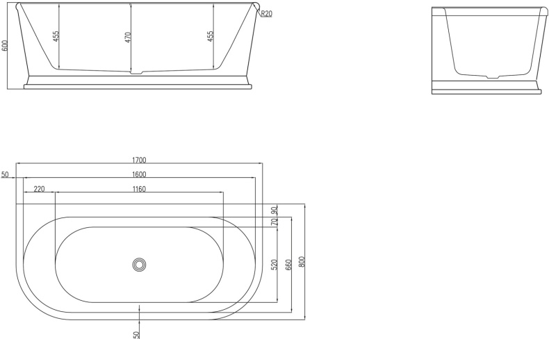 Акриловая ванна BelBagno BB408-1700-800 - 4