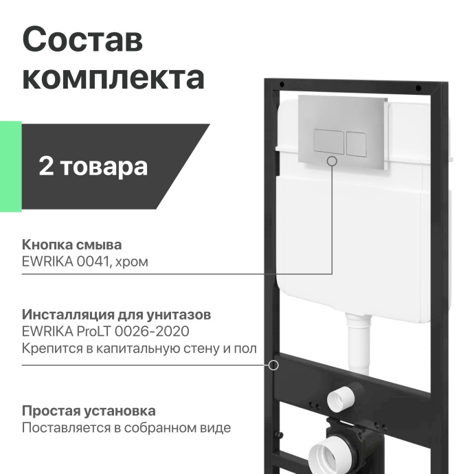 Комплект Унитаз подвесной STWORKI Монтре SETK3204-2616 безободковый, с микролифтом + Система инсталляции для унитазов EWRIKA ProLT 0026-2020 с кнопкой смыва 0041 хром 559954 - 5