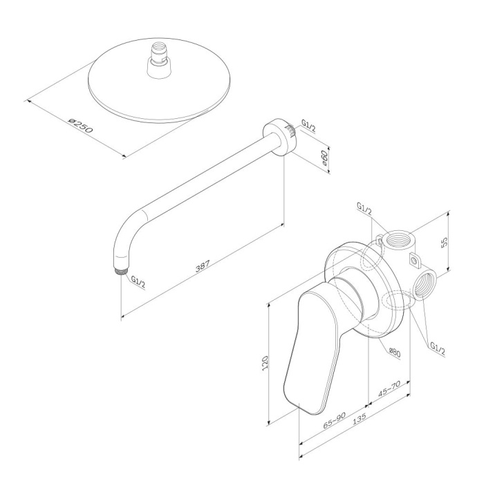 Душевой комплект AM.PM X-Joy для душа FB85A2R010 - 2