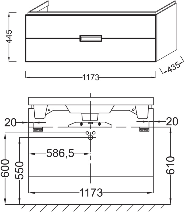 Тумба с раковиной Jacob Delafon Reve 120 белая, 2 ящика - 10