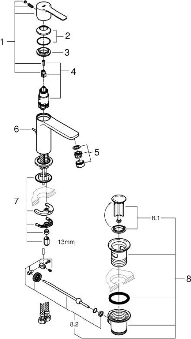 Смеситель Grohe Lineare New 32109001 для раковины - 6