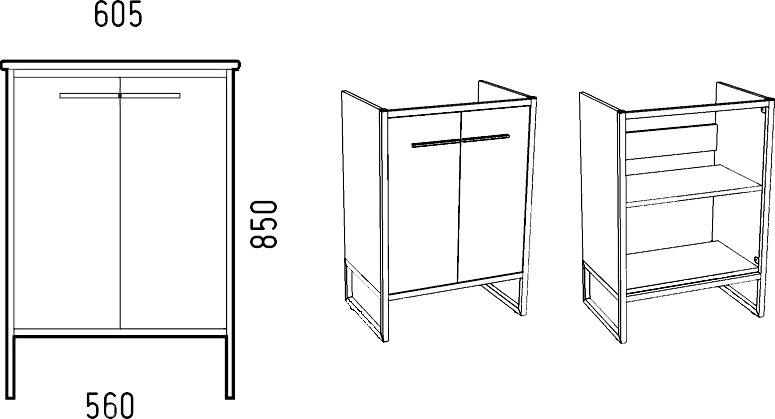 Тумба с раковиной Corozo Айрон 60 - 3