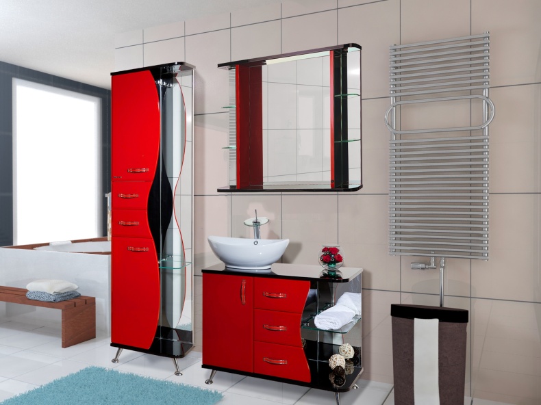 Шкаф-пенал Bellezza Рио 50 L красный с черным 4623606022212 - 4