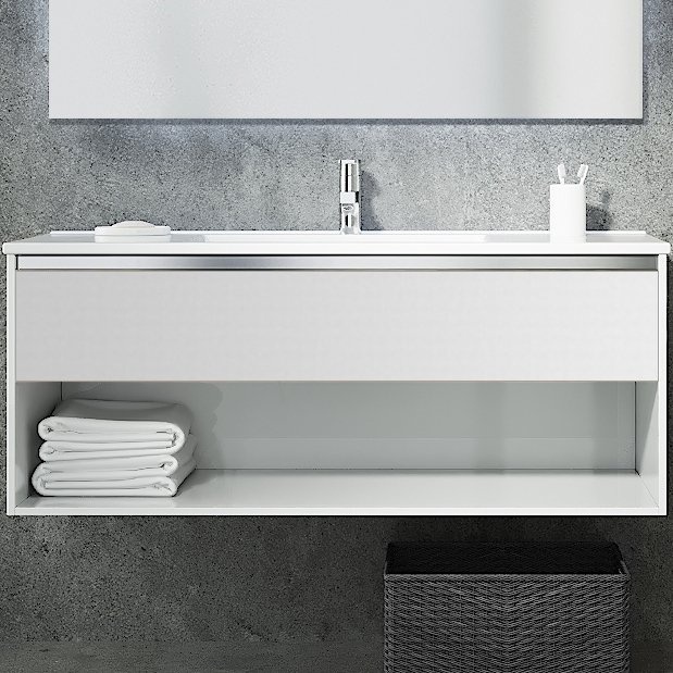 Тумба с раковиной Sanvit Контур 120 белый глянец - 0
