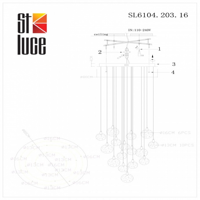 Подвесная люстра ST-Luce Montecelio SL6104.203.16 - 1