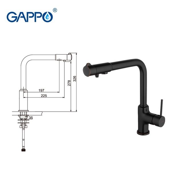 Смеситель для кухни Gappo черный матовый G4390-10 - 7