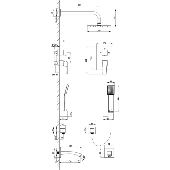 Душевой комплект Lemark Unit LM4522C - 1