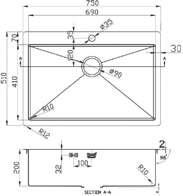 Мойка кухонная Zorg Light ZL R 750510 GRAFIT - 1