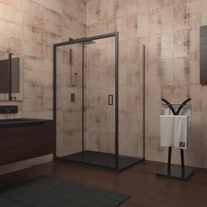 Душевой уголок Veconi Rovigo RV-046B 130x110, черный - 0