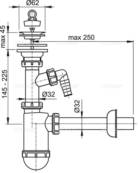 Сифон для раковины AlcaPlast   A410P - 1