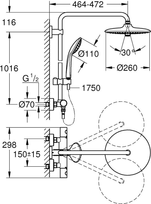 Душевая стойка Grohe Euphoria 27615001 - 4