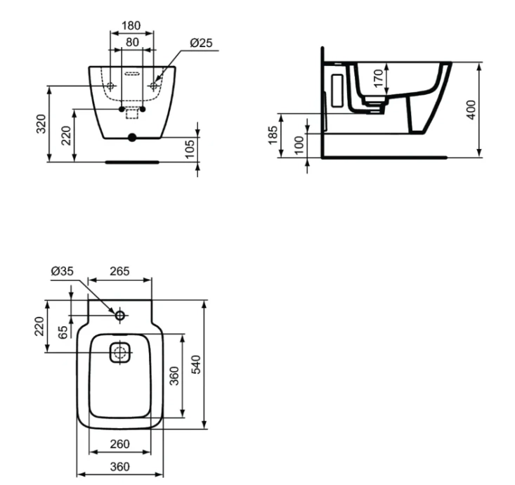 Биде подвесное Ideal Standard Strada II белый T456801 - 1