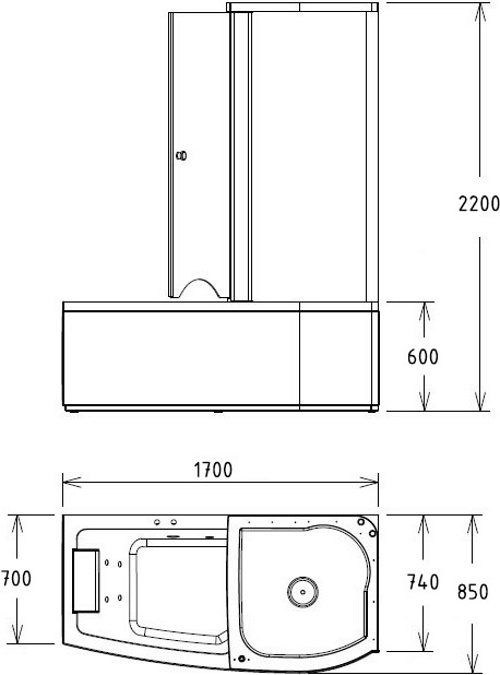 Акриловая ванна Gemy  170x85 см  G8040 B R - 5
