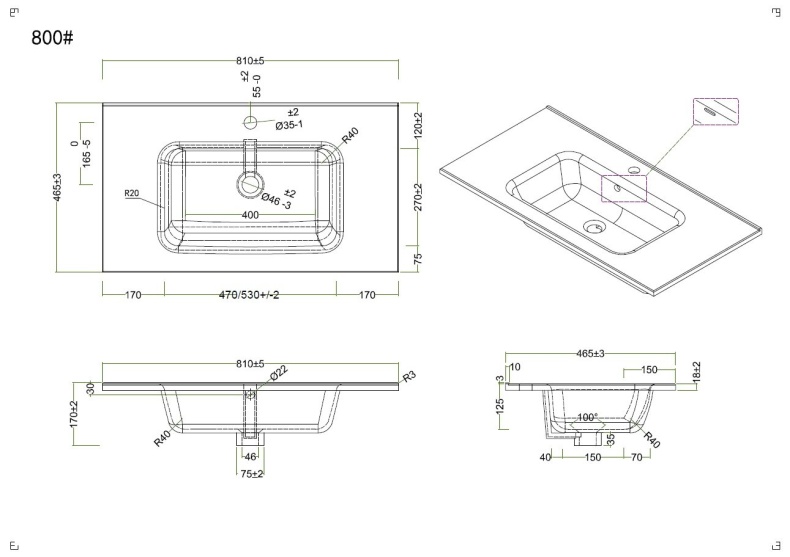 Комплект мебели BelBagno Kraft 80 темное дерево - 10