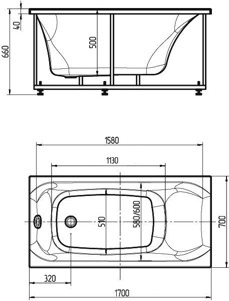 Акриловая ванна Aquatek Альфа 170 см, слив слева ALF170-0000047 - 1