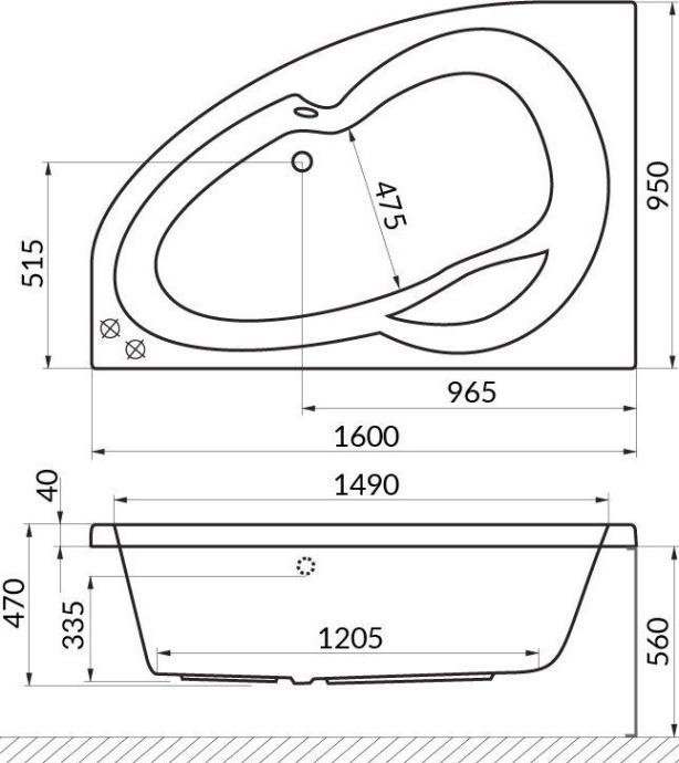 Акриловая ванна Excellent Newa 160х95 белая левая WAEX.NEL16WH - 1