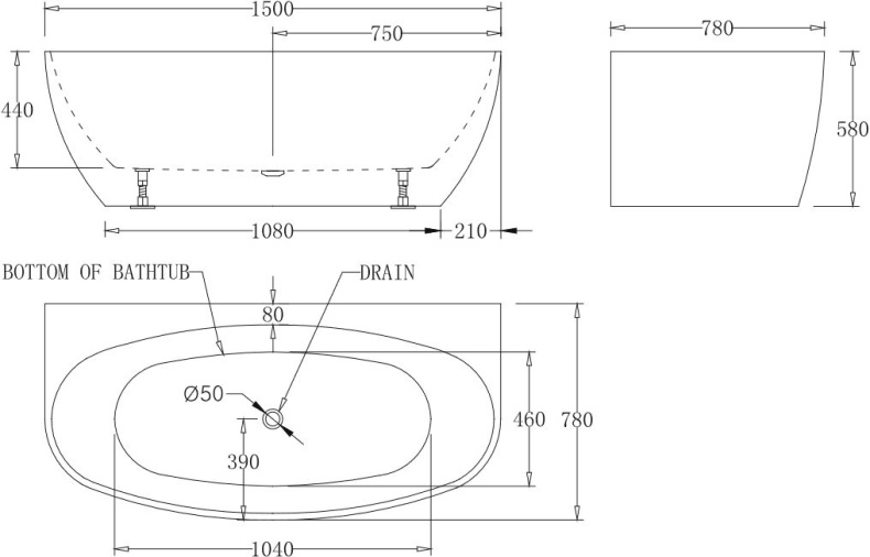 Акриловая ванна BelBagno BB83-1500 - 3