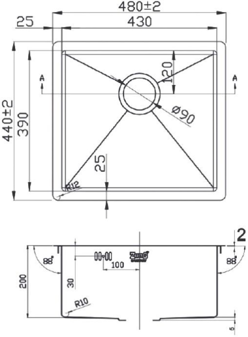 Мойка кухонная Zorg Light ZL R 480440 GRAFIT - 1